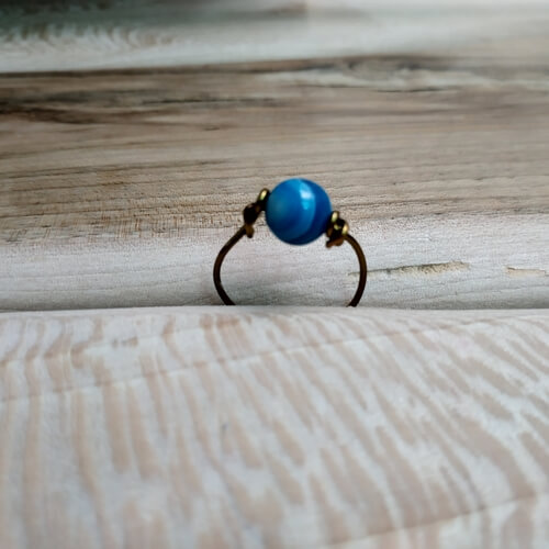 Bague cuivre bleue S