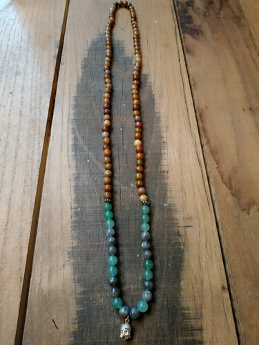 Sautoir bicolore marron-vert S